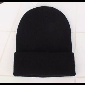 Winter stylish black beanie hat mens women